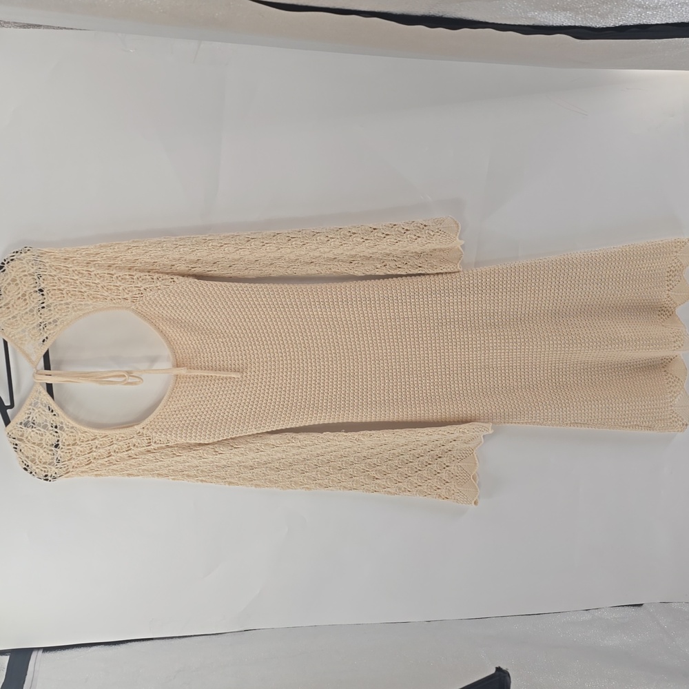 4SI3NNA Cream Knit Dress with Bell Sleeves - Picture 12 of 12